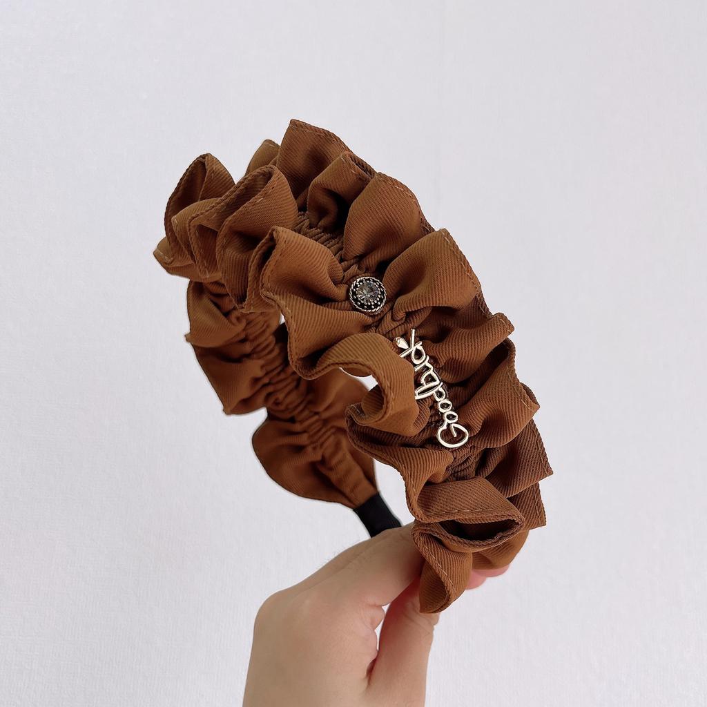PROLY New Fashion Autumn WInter Headwear Solid Color Big Bowknot Turban Casual Pleated Hairband For Adult Hair Accessories
