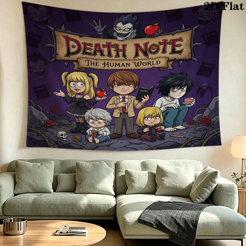 Arazzo da Parete Death Note Appeso Estetico Coperta in Tessuto Stampato Arazzi Decorativi per Camera da Letto Soggiorno Decorazioni per la Casa