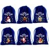 5pcs Random Mixed Patterns Red Christmas Velvet Bags Green Blue Xmas Gift Bags  Jewelry
