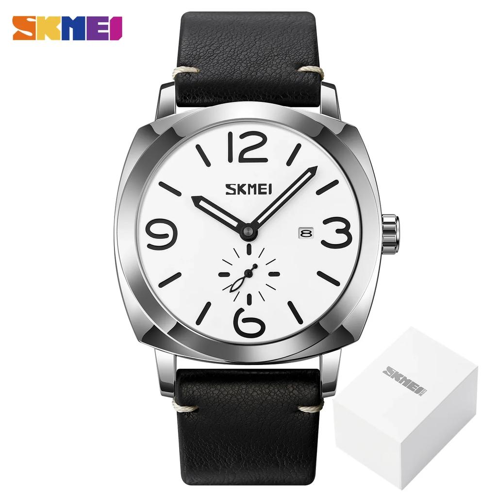 SKMEI 9305 Brand Luxury Genuine Leather Strap Quartz Wristwatches Male Simple Date Time Sport Watches Mens Clock reloj hombre