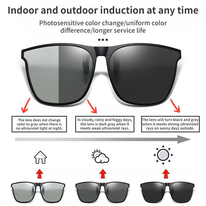 Polarizing Color Changing  Photochromic Vintage Clip Glasses Night Vision Driving Goggles Men Women Clip On Sunglasses
