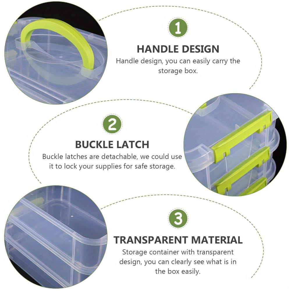4-Layer Stackable Transparent Plastic Storage Box Portable Multi-Function Clear Organizer Tool for Home Office