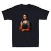 Mona Lisa con Dito Medio Leggera Divertente Grafica Novità Maglietta da Uomo Tee