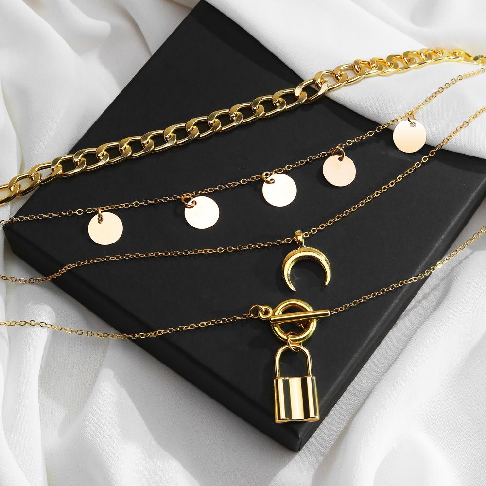 2022 Fashion New Luxury Bracelet Moon Lock Ot Pendant Hollow Out Student Cute Jewelry Couple Sweater Chain