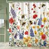 Vintage Botanical Print Floral Shower Curtain, Bathroom Decorative Flowers Shower Curtain, Waterproof Shower Curtain with Hooks