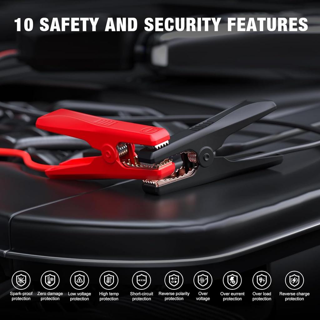 X7 3000A Jump Starter, PD 60W Dual Charging, 12V Portable Battery Pack with 3.2' HD Display, IP63 Waterproof