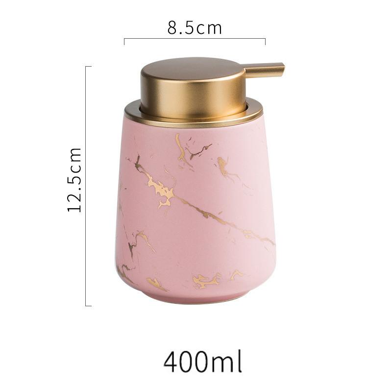 Flacone per Lozione in Marmo da 400ML Dispenser per Shampoo a Pressione di Fascia Alta Porta Sapone Liquido Ricaricabile Vaso in Ceramica Accessori per il Bagno Casa