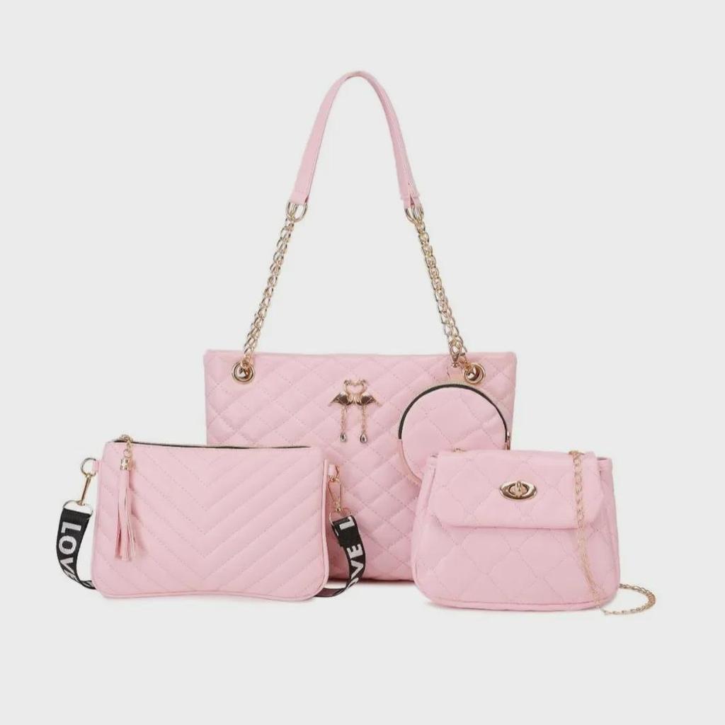 2024 Korean Women's Large Capacity Shoulder Messenger Bag with Flat Pendant Chain