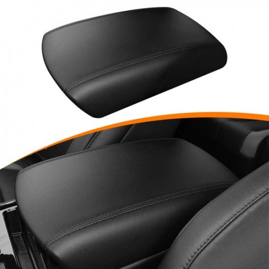 Console Lid Armrest Cover Leather For Ford Edge 2015- Black Stitch