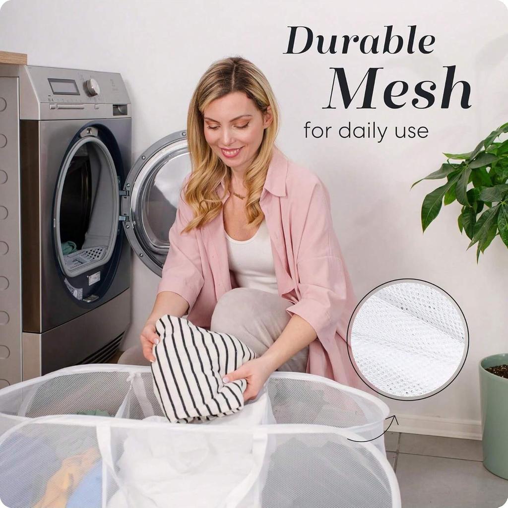 1pc Home Bathroom Mesh Storage Basket Shower Laundry Clothing Dirty Clothes Bag Foldable Portable Business Travel