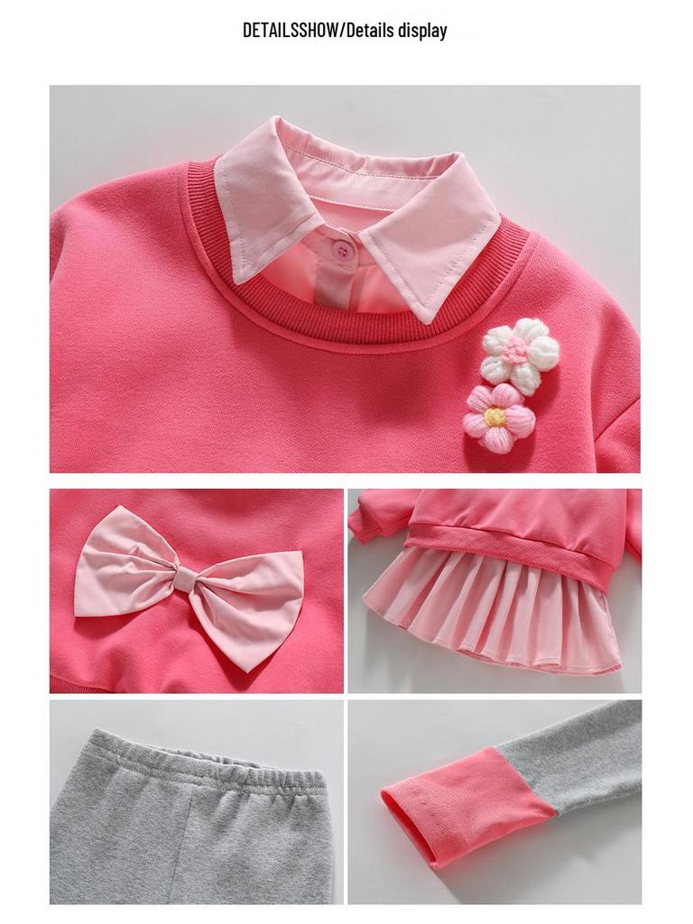 Trendiges zweiteiliges Set für Frühling & Herbst 2025: Stilvolles Sweatshirt & Hose für kleine Mädchen