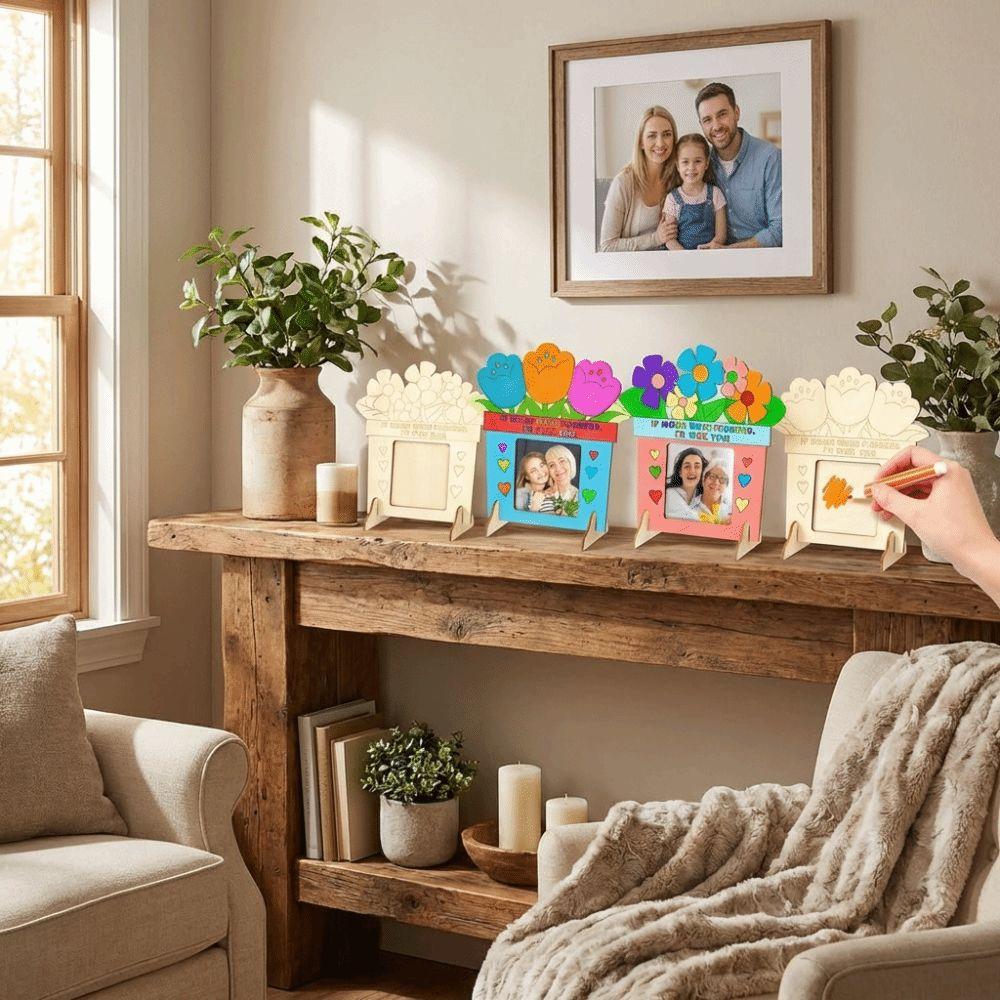 Flower Wooden Picture Frame Handmade Art Mother's Day Frame Photo Display Rack  Mother's Day Gift