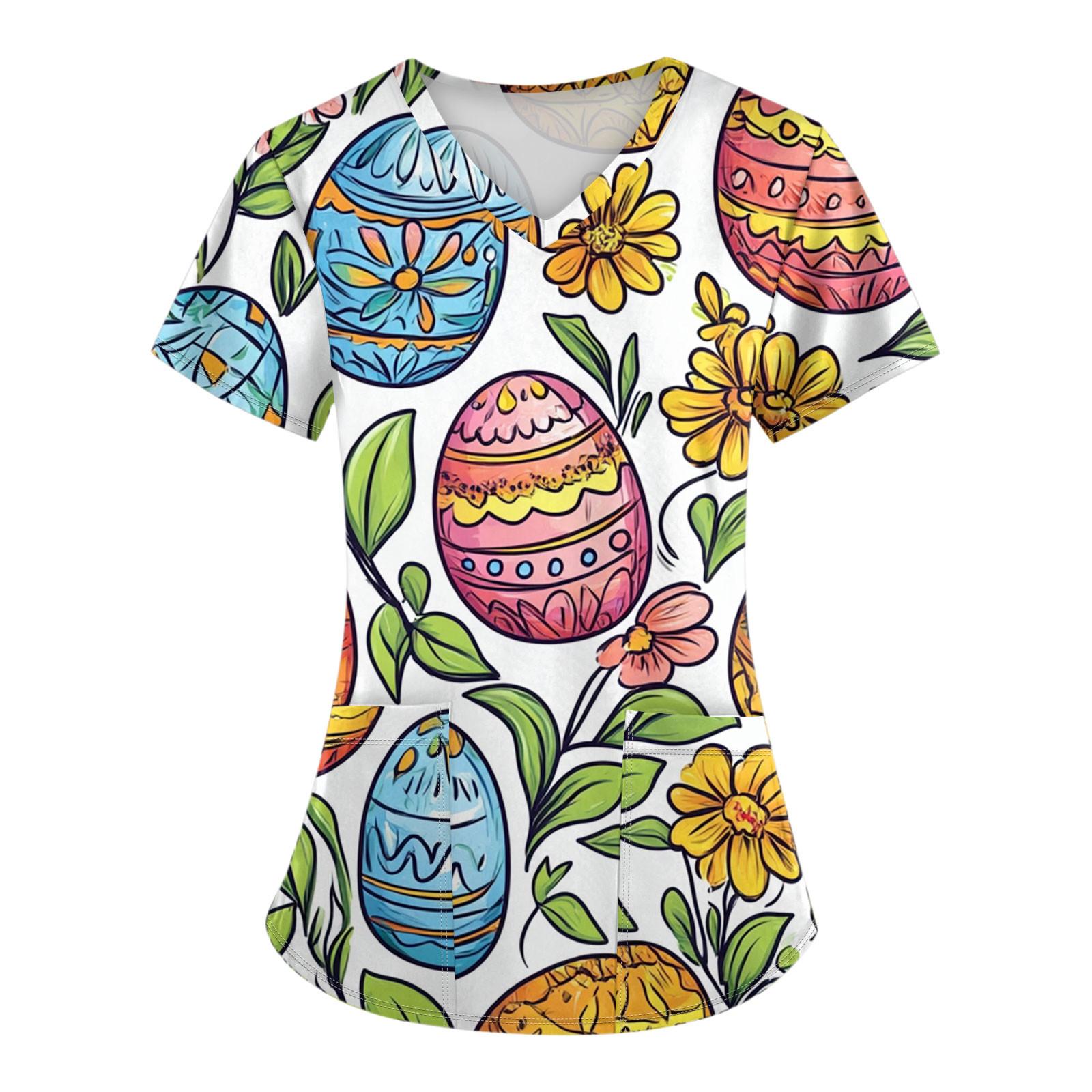 

Женские модные комбинезоны с коротким рукавом и V-образным вырезом, с карманами, пасхальные топы с принтом, одежда S синий