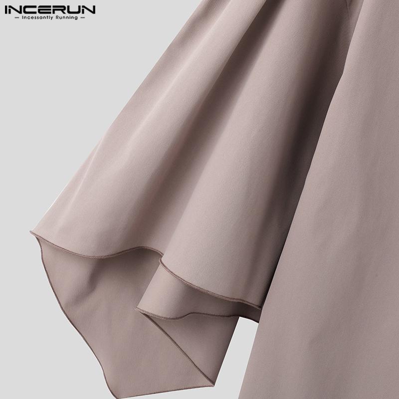 INCERUN Cardigans Casuais Soltos Masculinos com Decote V, Manga Flare Irregular e Decote V com Um Botão