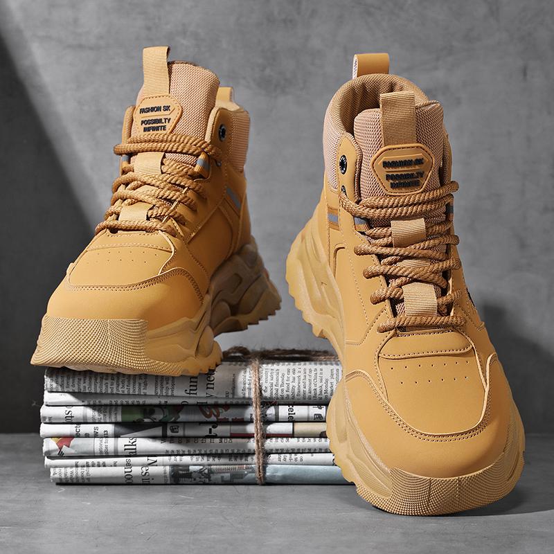 Punk Men's Boots Platform Motorcycle Sneakers British Style Chunky Shoes Man Cowboy Booties For Men Ankle boots Outdoor Sneakers