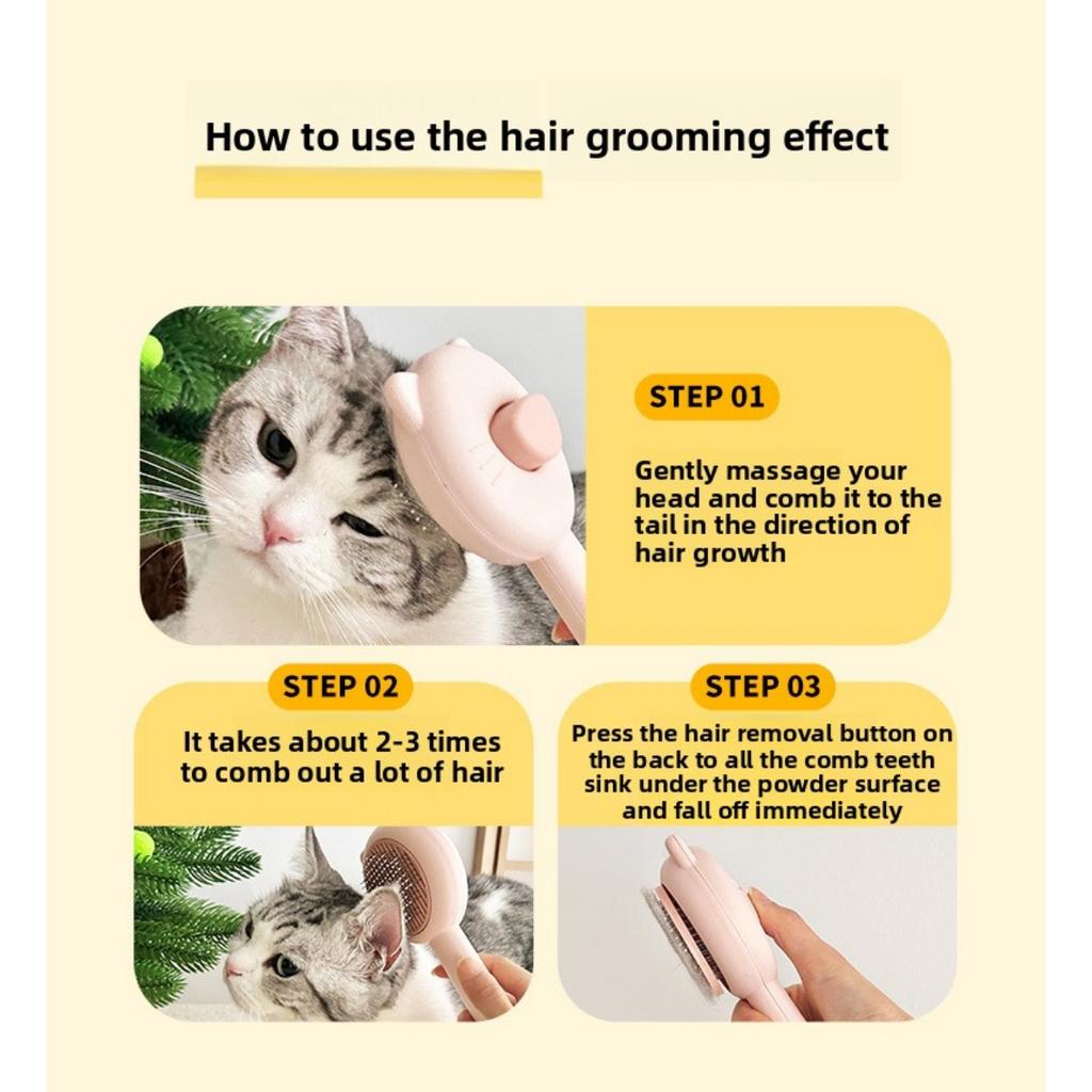 1 Cat Bath and Massage Brush - Self-cleaning Pet Grooming Comb, Soft PP Material, Gentle for Cats, Very Suitable for Bathing and Hair Removal
