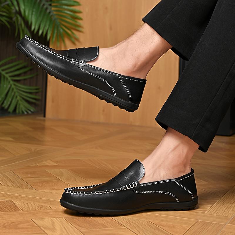 Luxury Mens Shoes Casual Leather Italian Men Loafers Black Moccasins Men Breathable Slip on Driving Shoes Zapatos Hombre