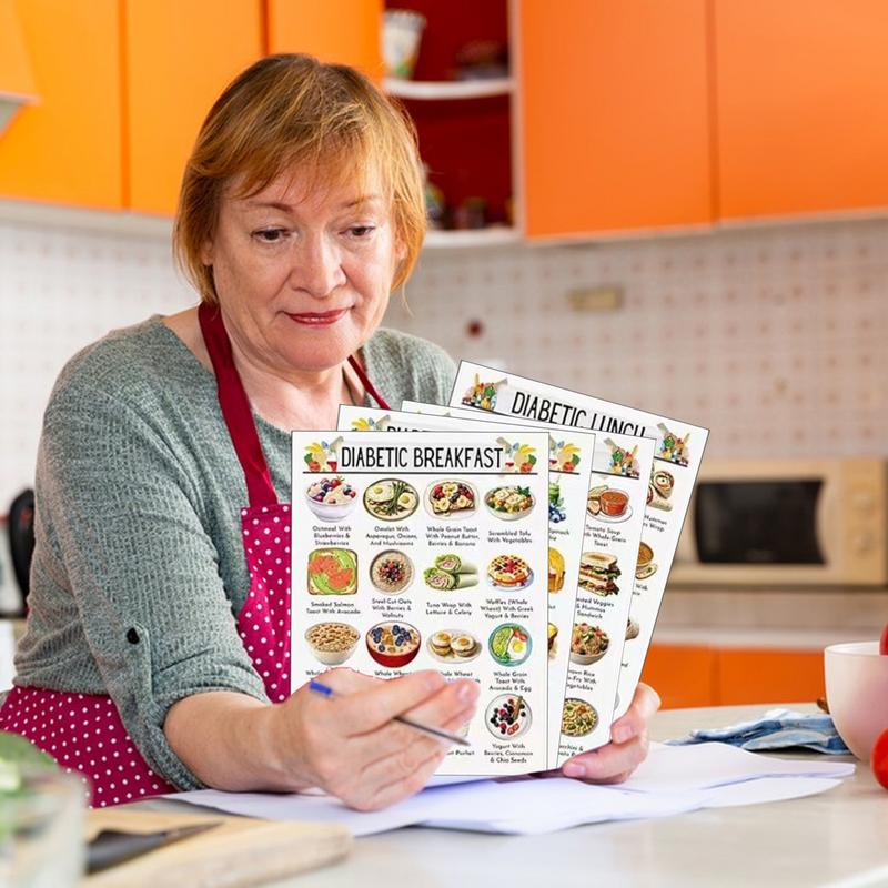 12pcs Low Sugar Food Chart Low Carb Diet Nutrition List Food Information Guide Poster for Dad mother Grandpa Grandma Elderly