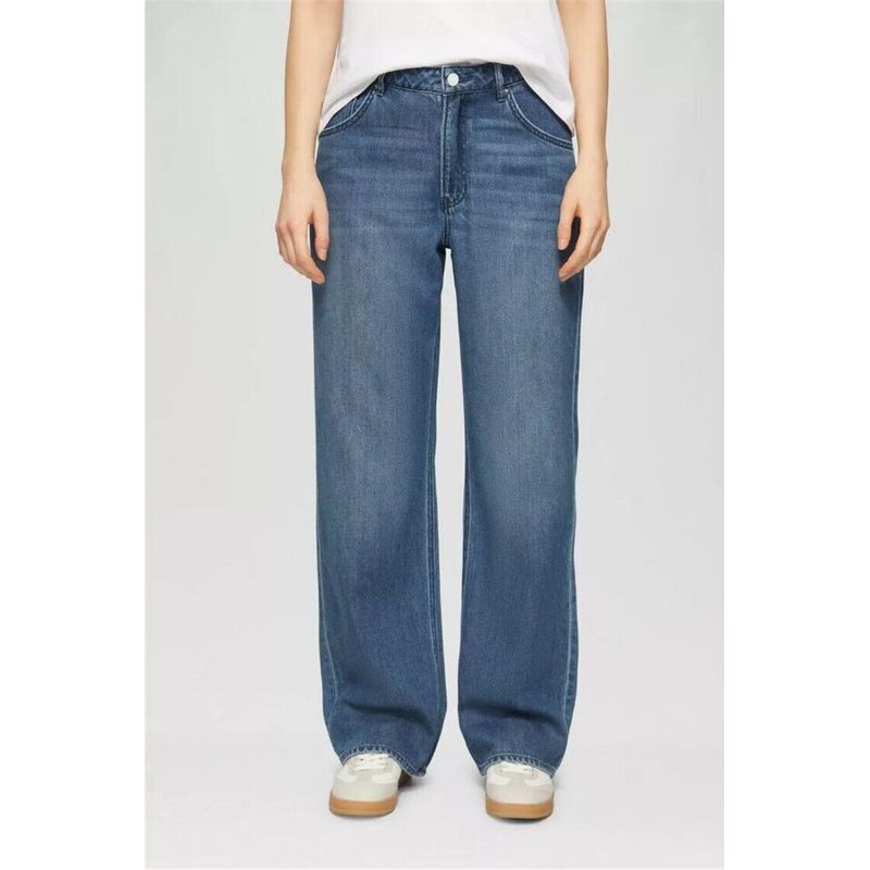 Exported to Germany, Lightweight and Comfortable Lyocell Cotton, Loose-Fitting New Spring and Autumn Women s Straight-Leg Casual Denim Pants Cowboy Blue 46