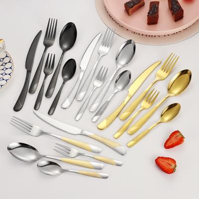 24pcs Mirror Polished Steak Cutlery Set Thickened Stainless Steel Flatware Set Non-slip Handle Dessert Fork Spoon Set Weddings