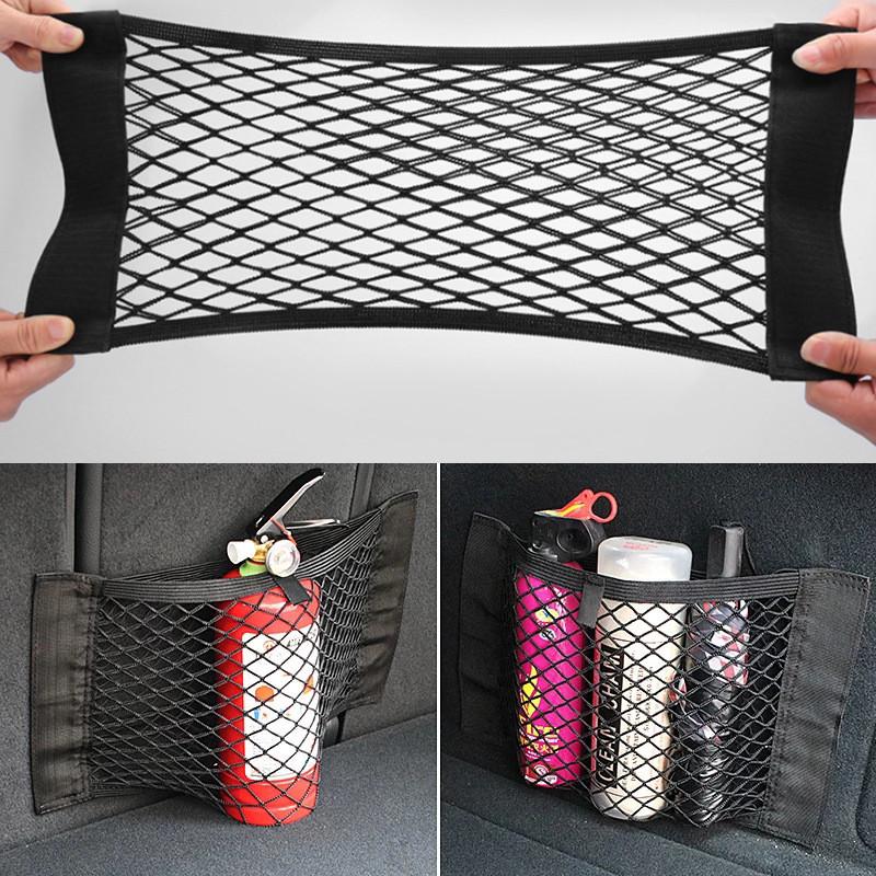 Rete Posteriore per Bagagliaio Auto Sedile Gabbia Elastica Organizzatore Auto Borsa da Schienale Rete con Cordino Velcro Magico Borsa Universale Tasca