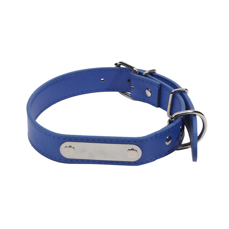 2025 New Hot SaleCarved Dog Collar ID Tag Anti-lost Solid PU Leather For Small Medium Large Dogs Puppy Cat Pet Supplies