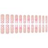 European & American Style French Manicure Bow Flower Nail Tips - 24 Detachable False Nails
