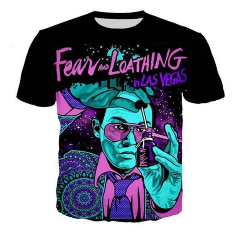 Fear And Loathing In Las Vegas Women Men T-Shirt Short Sleeve Tee Tops Round-neck Short-sleeved Breathable 3D Printed T-shirt
