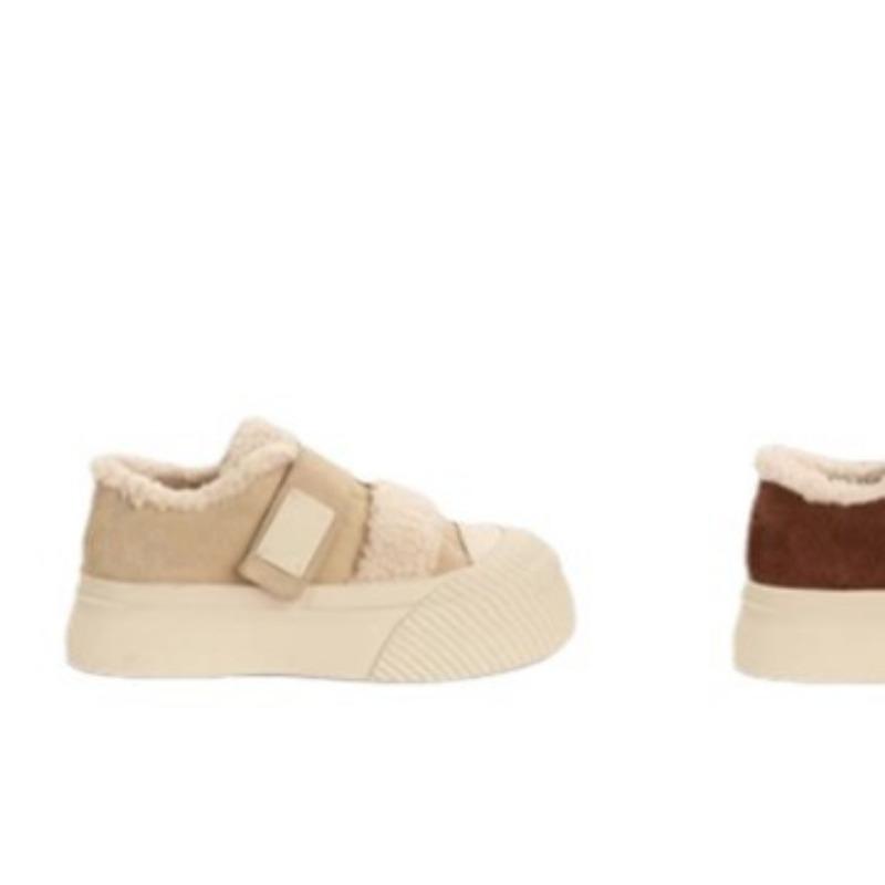 Thick-soled Fluffy Shoes Velcro Fleece Warm Casual Biscuit Shoes Women's Winter New Sports Shoes
