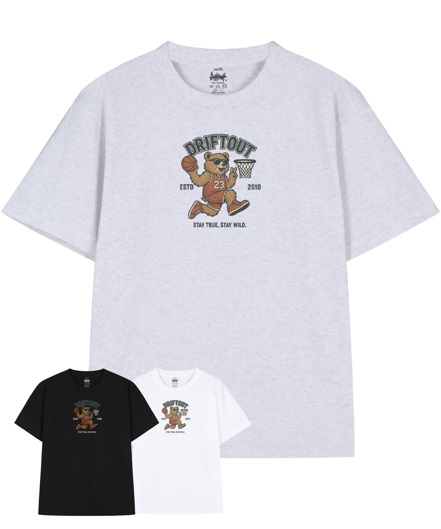 Drift Out Slam Dunk Bear Number 23 Short Sleeve T-Shirt (3 Colors) Black/L