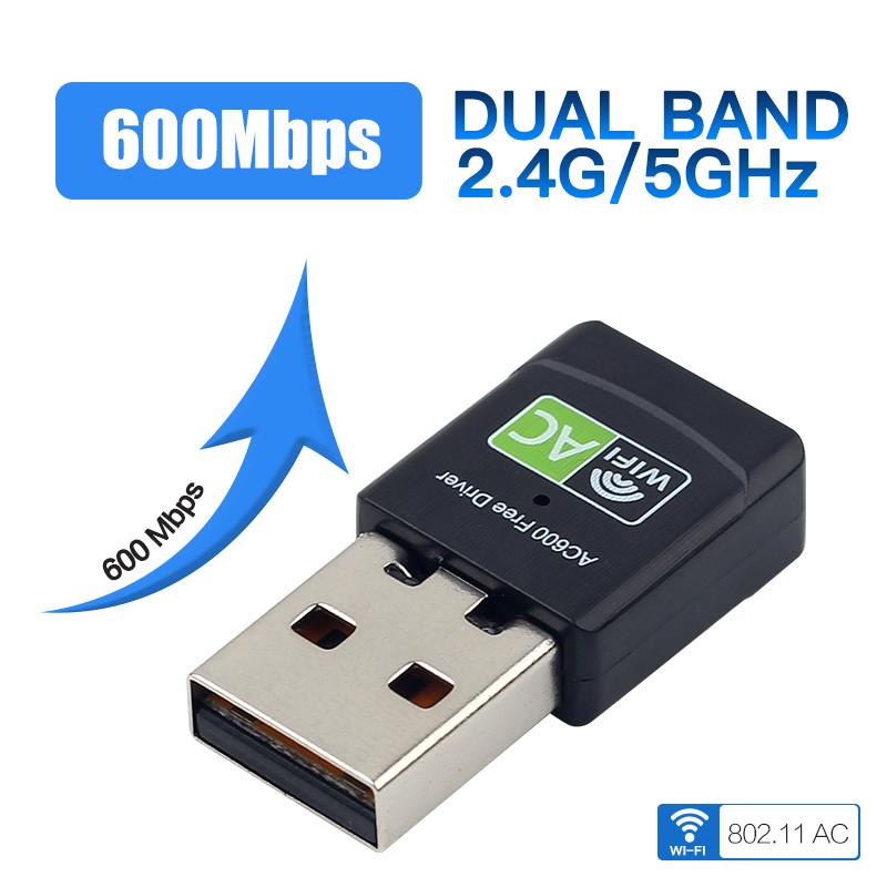 

AC600 Mini USB WiFi Card Driver Free Dual Band 600Mbps 2.4/5GHz 802.11AC Wireless Network Adapter