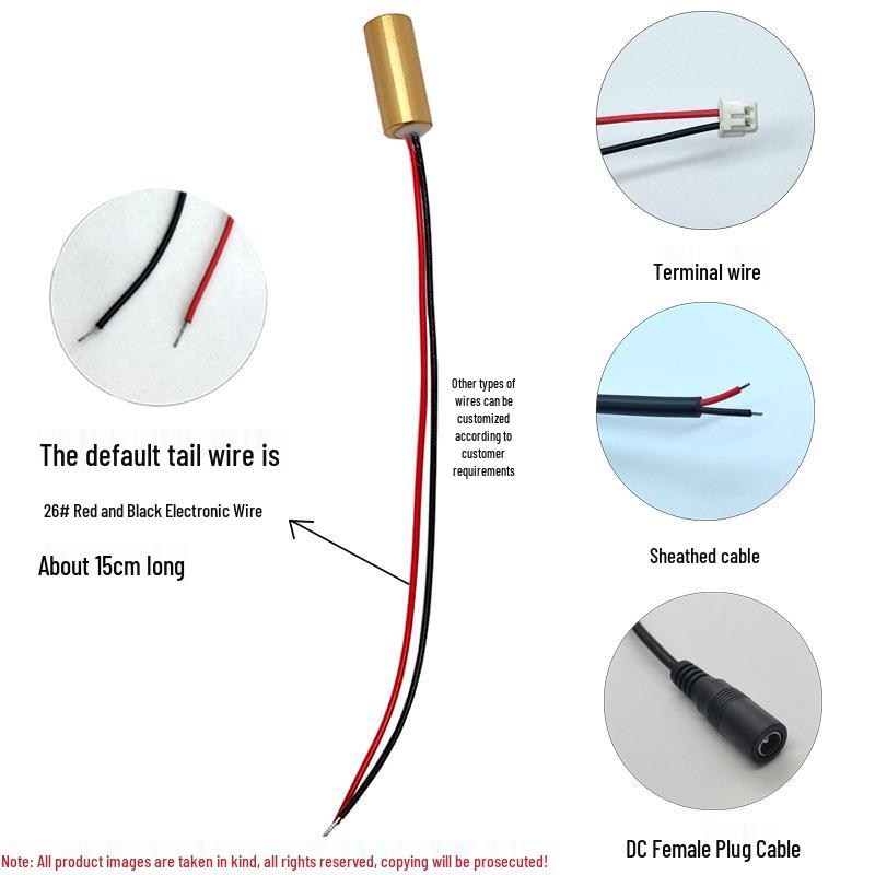 10X22mm 650nm 5mW Red Laser Module with Internal Focus Dot Pattern.