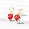 Gold-Plated Copper Strawberry Earrings with Zirconia Drip Oil - DIY Jewelry.