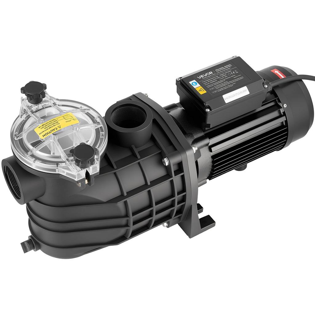 Zwembadpomp, 3000W, 35.000 L/U Maximaal Debiet Eén Snelheid Zwembadpomp, AC 220-240V, 2860 RPM, 19 m Maximale Opvoerhoogte, met 24-Uurs Timer & Filtermand, voor