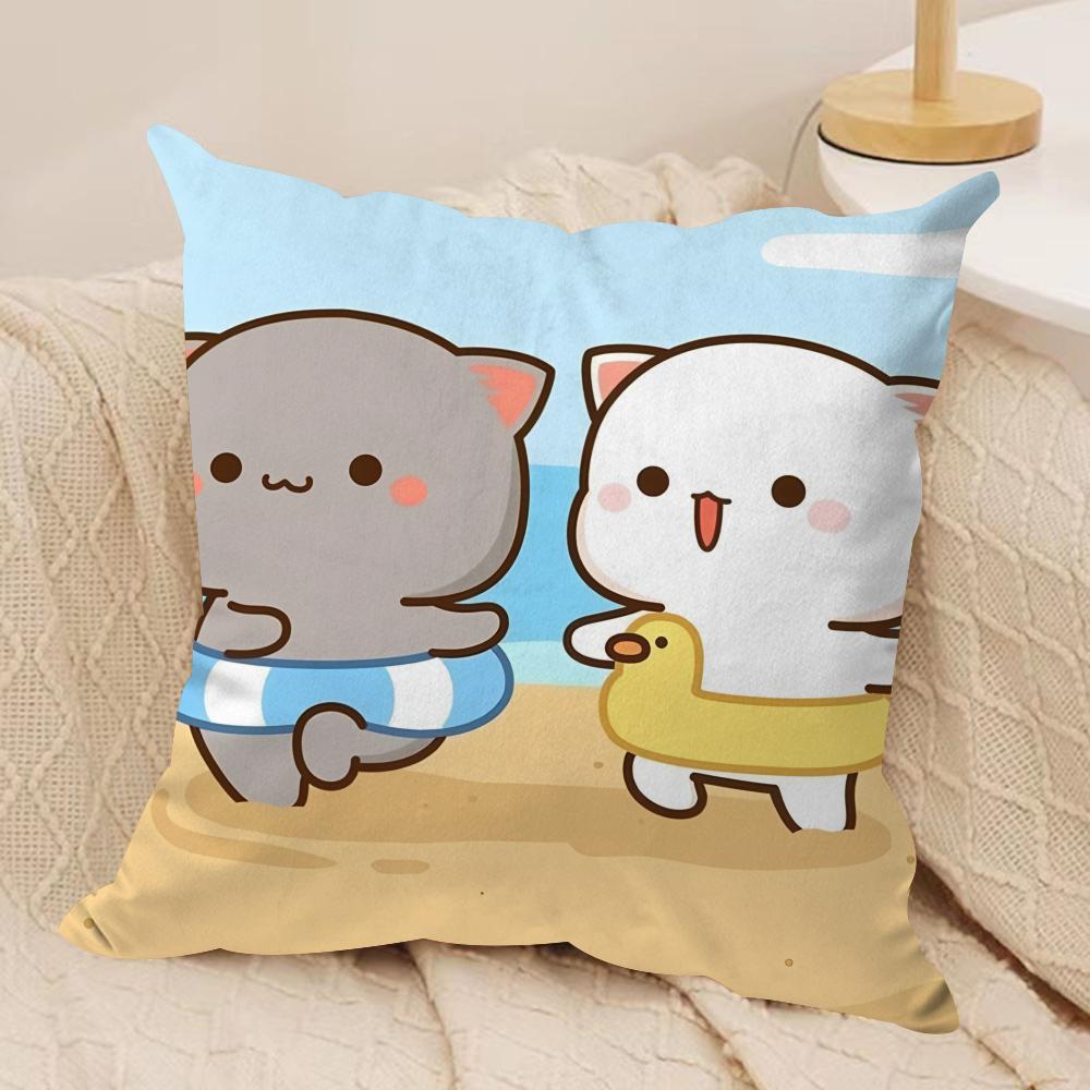 Sweet Cute PPeach Gomas Cushion Cover Silky Short Plush Invisible Zipper Dustproof Sofa Pillow Case For Home Decor