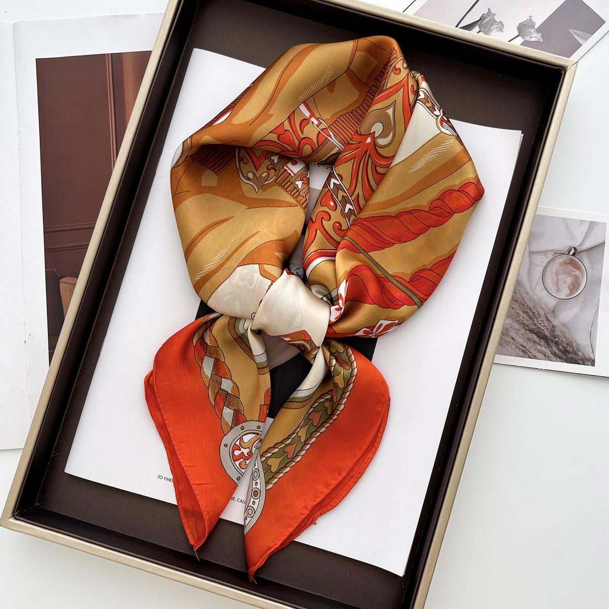 

Korean Version Floral Print Square Scarf Women Neck Tie Female Hair Bandana Headkerchief Shawl Wrap Hijab Echarpe 70x70CM