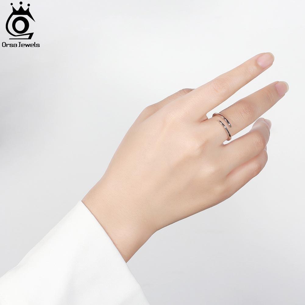 ORSA JEWELS 925 Sterling Silver Adjustable Minimalist Ring Stackable Rings for Women Girl Birthday Gift Party Jewelry APR08