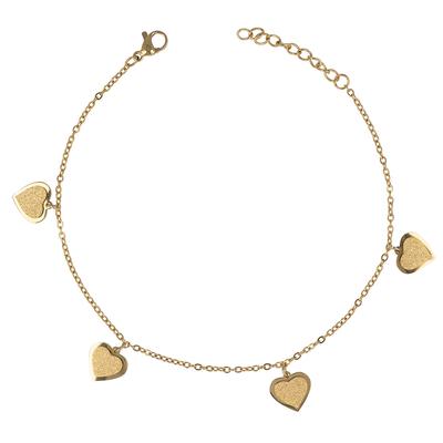 [R7429] - Golden 'Love' Steel Anklet - 10 Mm