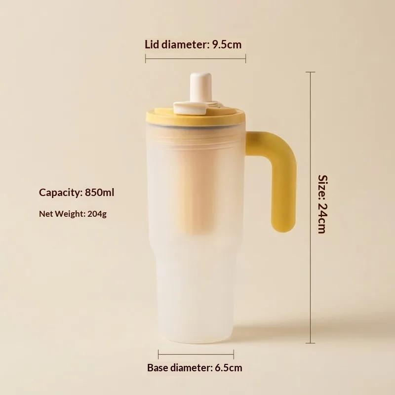 Portable Sport Drinking Bottle Transparent Plastic Water Cup with Straw&Strainer Travel Large Capacity Heat-resistant Tumbler