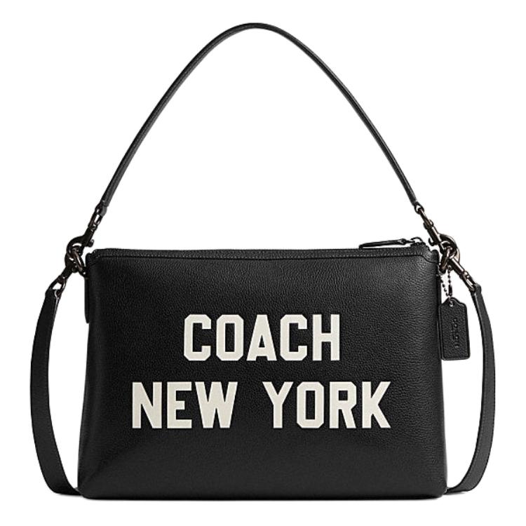 

Coach Relay 34 Brand Pattern Zipper Closure Leather Handheld Crossbody Bag Large Unisex bags Black CU107-BLK Basic Set (Bag+Dust Bag)