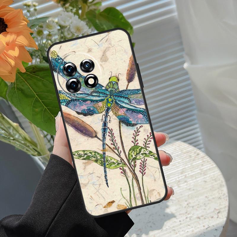 Luxury Dragonfly Case For OnePlus 10 Pro 15 13 12 11 13T 15R 13R 10R 10T 8T Nord CE 5 4 2 3 Lite N20 N30 Cover