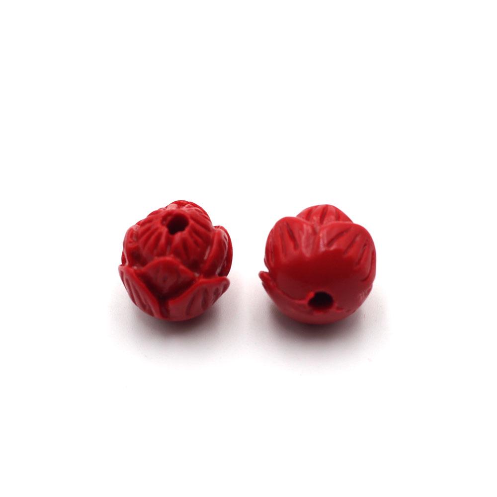 Imitation Cinnabar Lotus Beads: Round Jewelry Accessories, DIY Bodhi Brass Keychain, Lotus Spacer & Loose Beads.