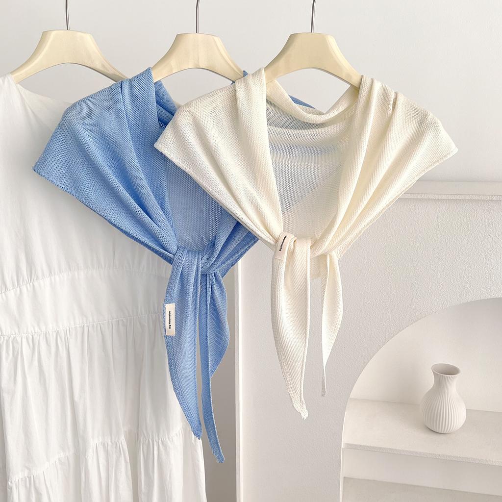 New atmosphere solid color wool triangle scarf women's spring and autumn versatile thin neck scarf air conditioner shawl outside the room