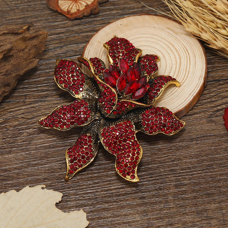 Vintage Orchid Rhinestone Brooch Women Jewelry Corsage Accessories Lady Party Banquet Pin