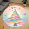 1pc Christmas Tree Round Chair Mat Area Rug - Non-Slip, Floor Mat for Office, Bedroom, and Indoor Decor -1002203