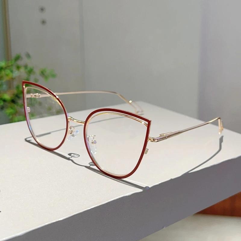 KAMMPT Oversized Cat Eye Glasses Women New Stylish Blue Light Blocking Optical Frames Trendy Sweet Fashion Vintage Decor Eyewear