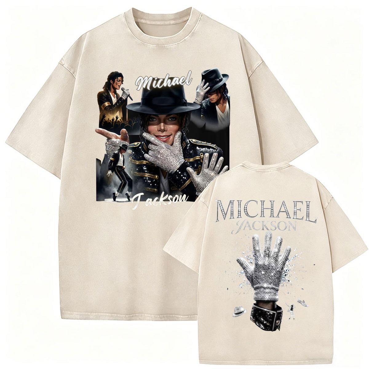 Michael Jackson King of Pop Album Cover T Shirt Men Women Fashion Hip Hop Pop Music T Shirts Vintage Washed Short Sleeve Tshirt S