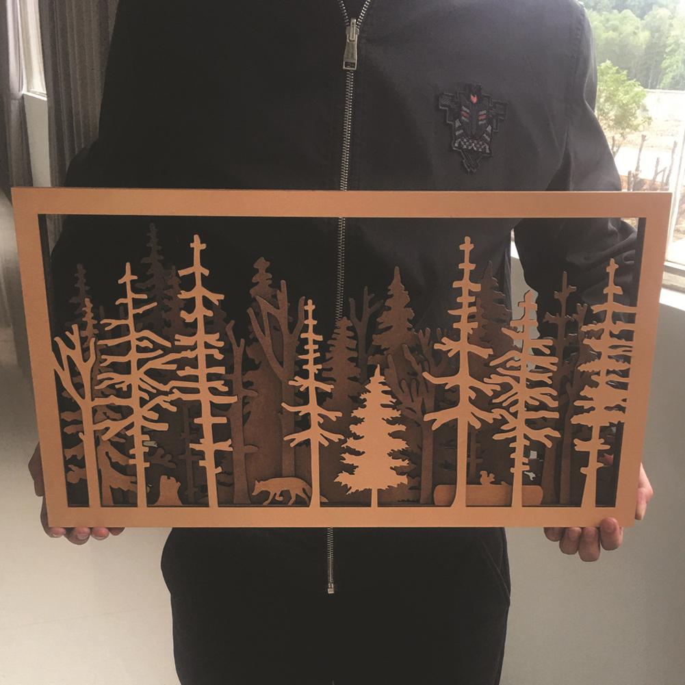 Wooden Forest Ornaments Rural Style Multi-layer Picture Art Bathroom Wall Decor Perfect Gift For Nature Enthusiasts