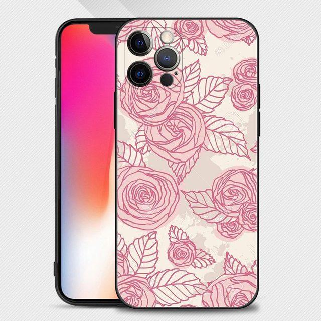 Rose Rosa Lila Bling Muster Telefon Fall Für Apple Iphone 14 13 12 11 Pro Max 13 12 Mini Xs Max xr X 7 8 Plus 6 6s Shell