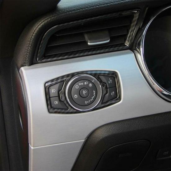 Carbon Fiber Headlight Switch Trim Panel for Cover Ford F150 Mustang 2015-